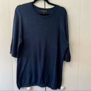 Banana Republic Silk Cashmere Navy Blue Short Sleeved Sweater